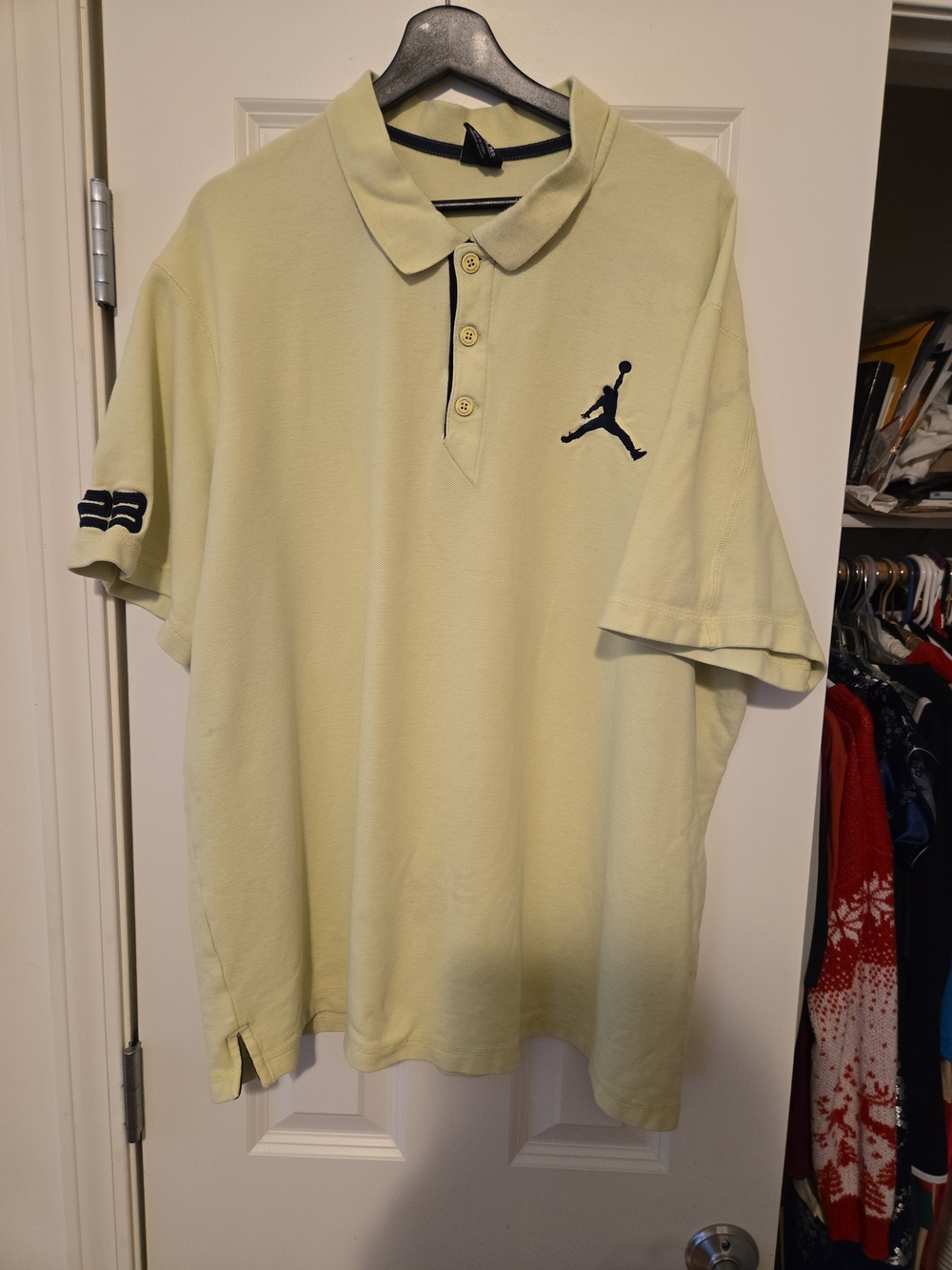 Jordan Men's Pale Yellow Polo with Navy Jumpman
